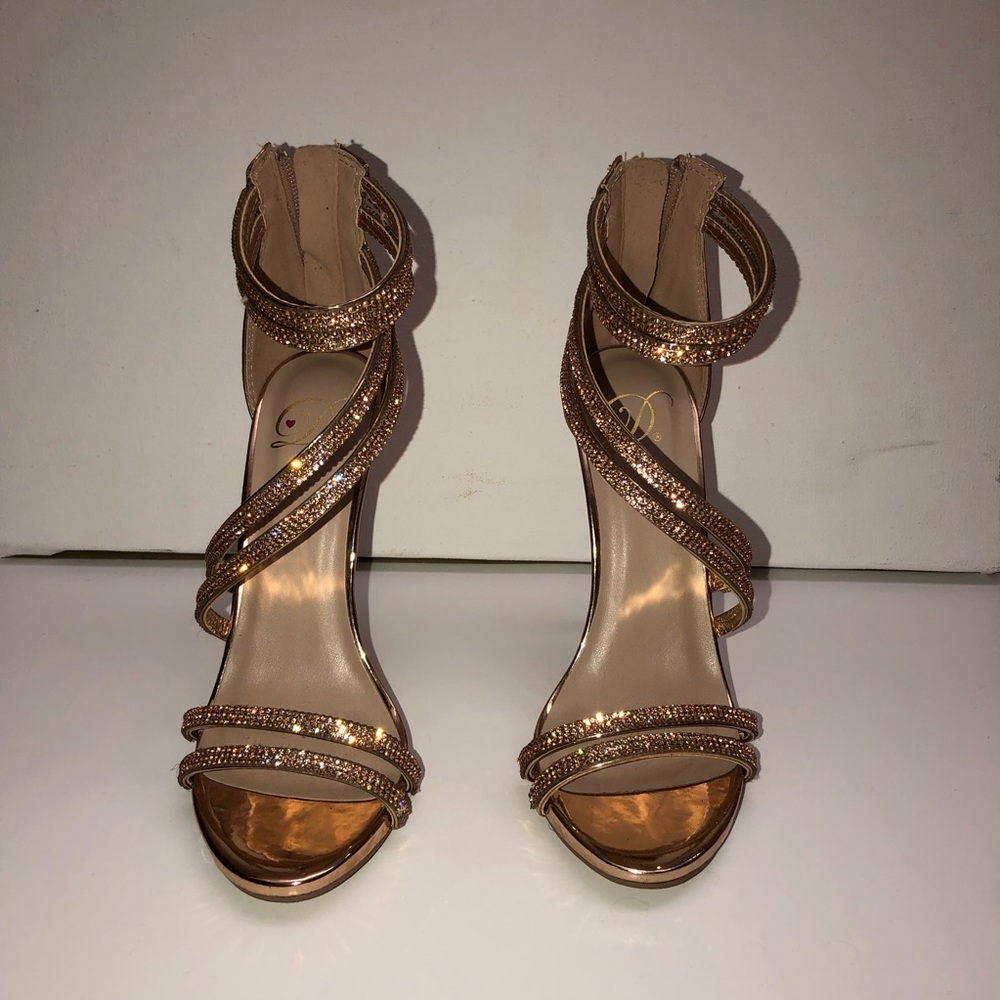 Sparkly bedazzled rose gold heels